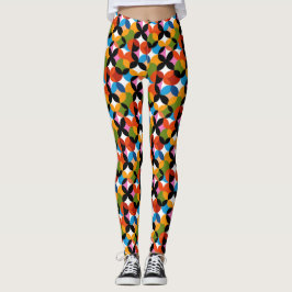 Retro Abstrakt Mönster Färgrik Mid Century Modern Leggings