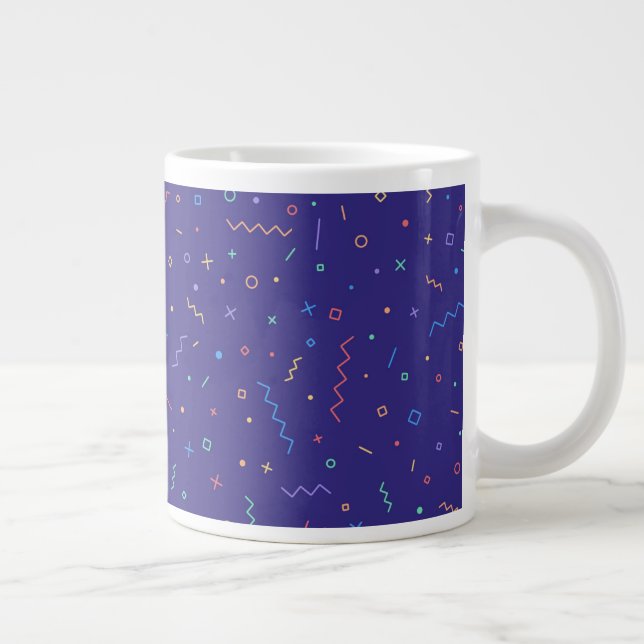 Retro Abstrakt Neon Mönster Jumbo Mugg (Höger)