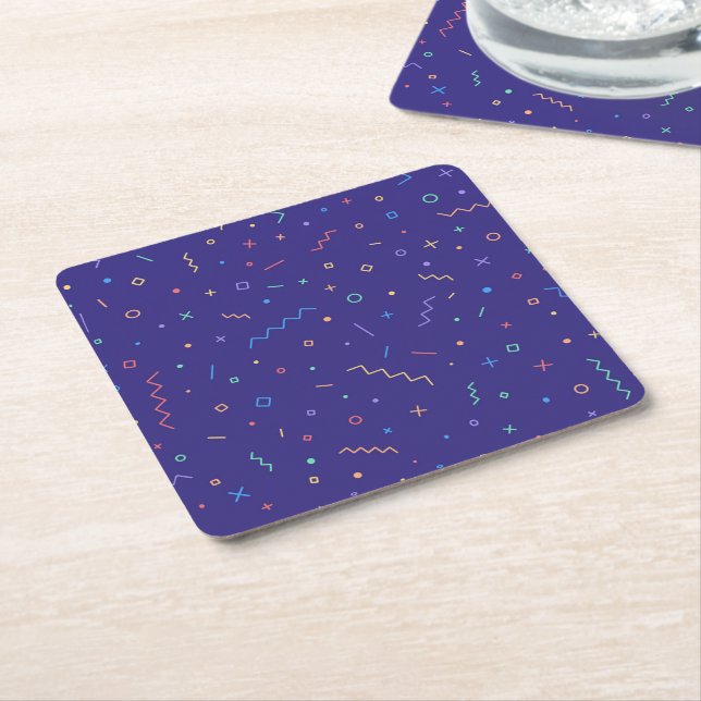 Retro Abstrakt Neon Mönster Underlägg Papper Kvadrat (Vinklad)