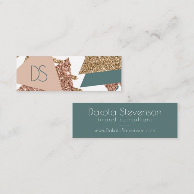 Retro-Abstrakt på 80 sekunder | 70-talets Grönt oc Mini Visitkort (Fram/baksida)