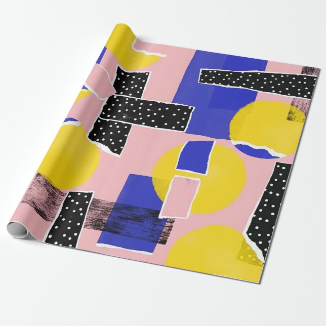 Retro Abstrakt Penseldrag (10) Presentpapper (Utrullad)