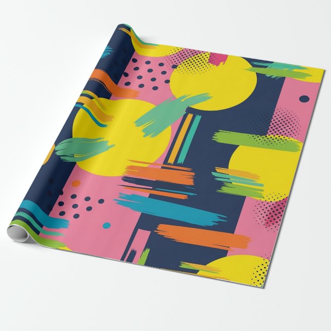 Retro Abstrakt Penseldrag (11) Presentpapper (Utrullad)