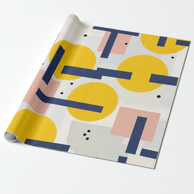 Retro Abstrakt Penseldrag (12) Presentpapper (Utrullad)