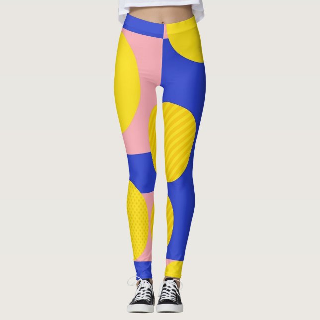 Retro Abstrakt Penseldrag (13) Leggings (Framsida)
