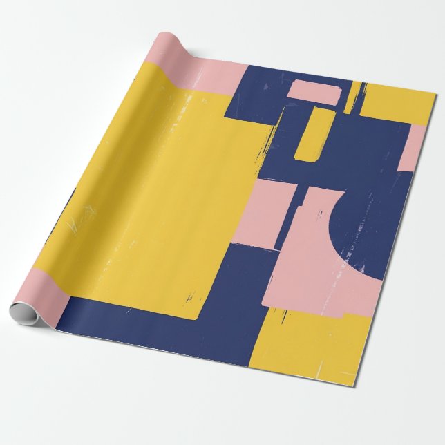 Retro Abstrakt Penseldrag (14) Presentpapper (Utrullad)