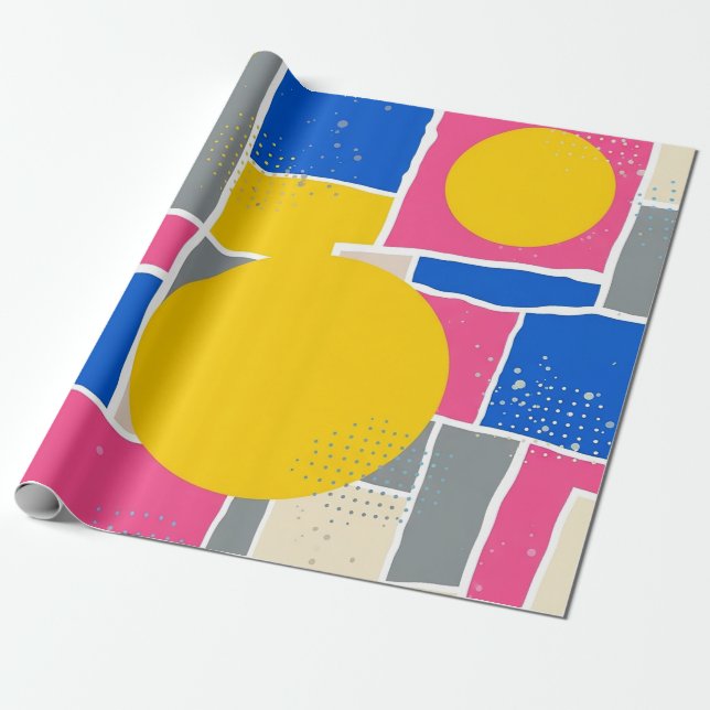 Retro Abstrakt Penseldrag (15) Presentpapper (Utrullad)
