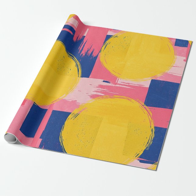 Retro Abstrakt Penseldrag (3) Presentpapper (Utrullad)
