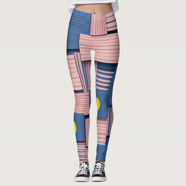 Retro Abstrakt Penseldrag (5) Leggings (Framsida)