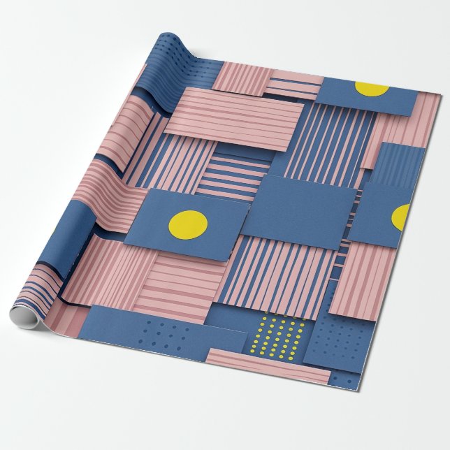 Retro Abstrakt Penseldrag (5) Presentpapper (Utrullad)