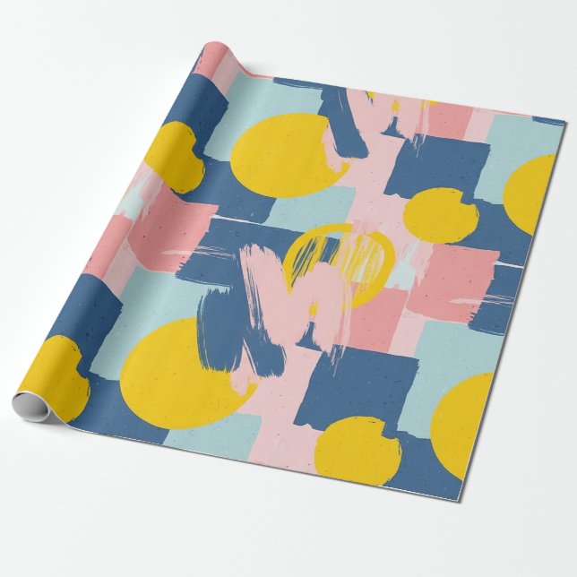 Retro Abstrakt Penseldrag (6) Presentpapper (Utrullad)