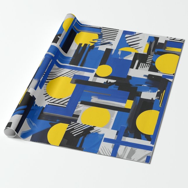 Retro Abstrakt Penseldrag (7) Presentpapper (Utrullad)