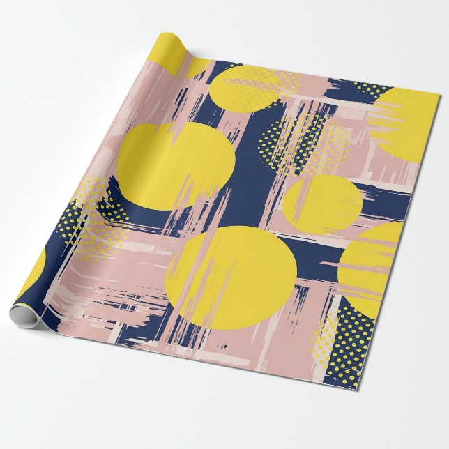 Retro Abstrakt Penseldrag (8) Presentpapper (Utrullad)