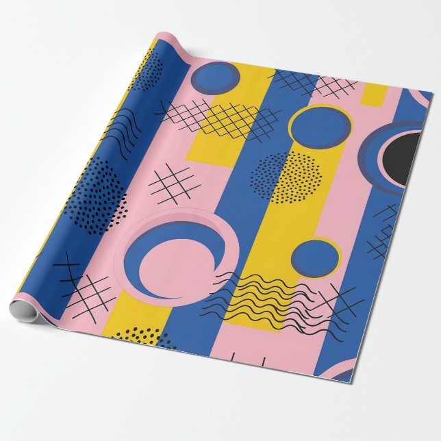 Retro Abstrakt Penseldrag (9) Presentpapper (Utrullad)