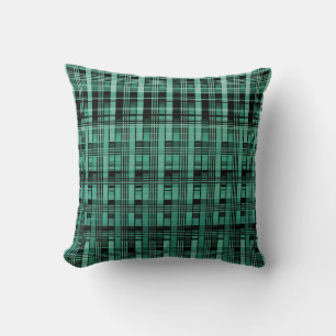 Retro-abstrakt, plaid mönster grönt svart kudde