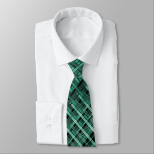 Retro-abstrakt, plaid mönster grönt svart slips