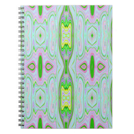 Retro Abstrakt Rosa, Lime Green och Aqua Mönster Anteckningsbok