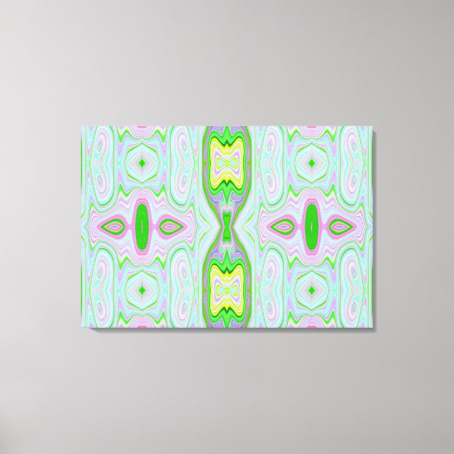 Retro Abstrakt Rosa, Lime Green och Aqua Mönster Canvastryck (Framsida)