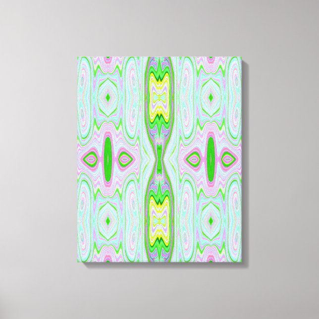 Retro Abstrakt Rosa, Lime Green och Aqua Mönster Canvastryck (Framsida)