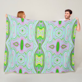 Retro Abstrakt Rosa, Lime Green och Aqua Mönster Fleecefilt