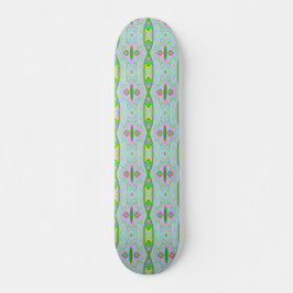 Retro Abstrakt Rosa, Lime Green och Aqua Mönster Mini Skateboard Bräda 18,5 Cm