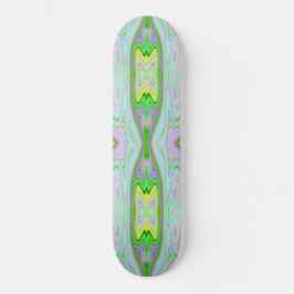Retro Abstrakt Rosa, Lime Green och Aqua Mönster Mini Skateboard Bräda 18,5 Cm