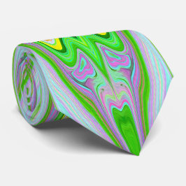 Retro Abstrakt Rosa, Lime Green och Aqua Mönster Slips