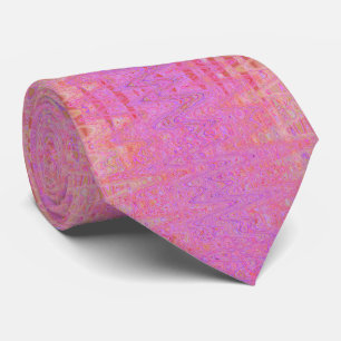 Retro Abstrakt Rosa och Orangea Slinkiga Linjer Slips