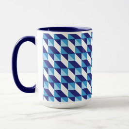 Retro Abstrakt Shades of Blue Geometric Mönster Mugg