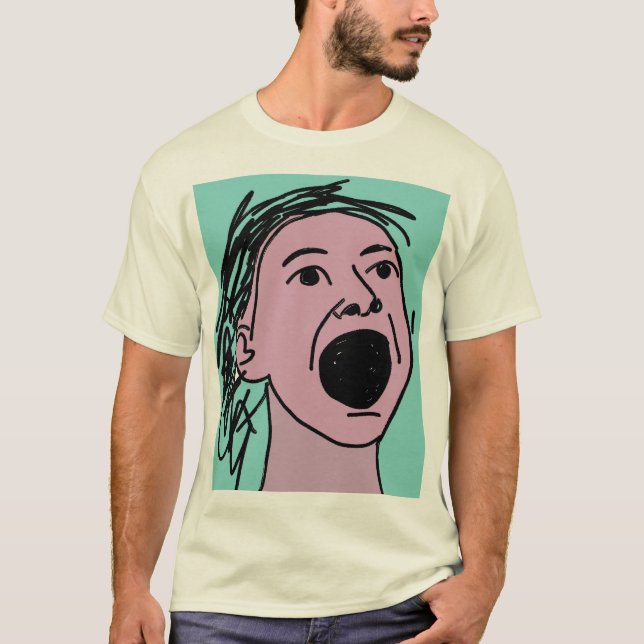 Retro Abstrakt Skrikande Expressionistiskt Ansikte T Shirt (Framsida)