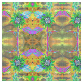 Retro abstrakt solrosmålning grönt guld tyg