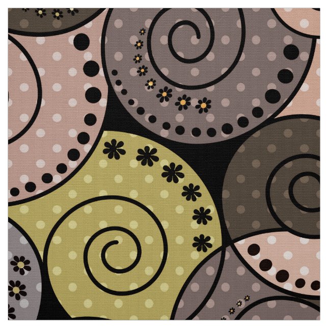 Retro, abstrakt, spiral tyg (Provkarta)
