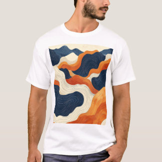 Retro Abstrakt Topografisk Konturlinje Konst Vinta T Shirt