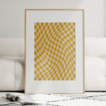 Retro Abstrakt Vågigt Gulten Checkerboard Mustard  Poster<br><div class="desc">Ta med dig ett fet återbildare till ditt space med den här öga-fångstmöjligheten vågigt schackbrädet mönster i senap-gult och kräm. Den här designen är tillgänglig som både tryckt och utskrivbar väggkonst och blandar 60-talets psykdelisk energi med en modern vrid och skapar en fängslande optisk illusion som gör att alla rum...</div>
