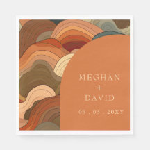 Retro Abstrakt Vågvalv Jordnära Terrakotta Orange