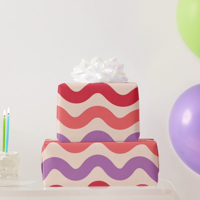 Retro Abstrakt Vinkarare Rosa Lila Red Mönster Presentpapper (Festgåvor)