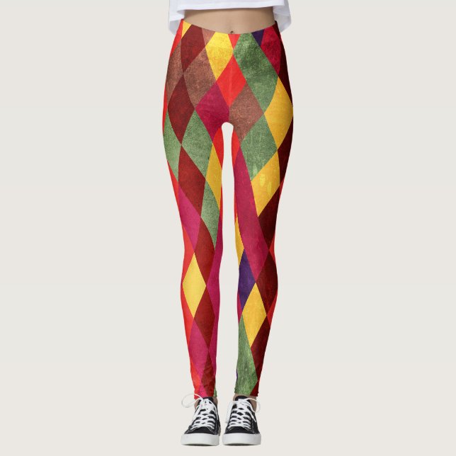 Retro-Abstrakt: Vintage Mönster Design Leggings (Framsida)