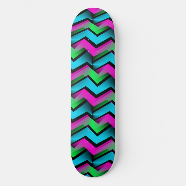 Retro Abstrakt Zigzag Mönster Skateboard Bräda 21,5 Cm (Framsida)