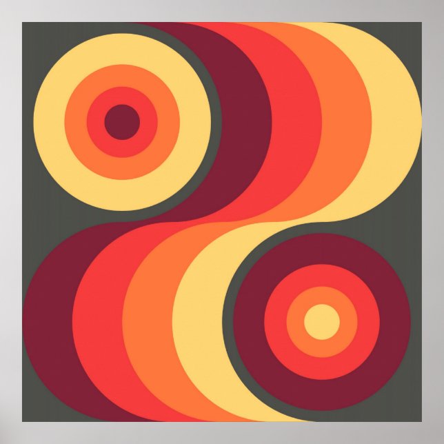 Retro-Abstrakten Vågigt Abstrakt av regnbågsfyrkan Poster (Framsidan)