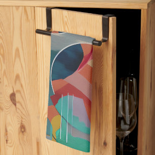 Retro-abstraktens minimalistkonst kökshandduk