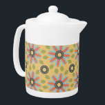 Retro Abstrat Blue och Coral Daisy Mönster<br><div class="desc">Den minimalistiska men söta ord som komen tänker på när man ser på den här söta abstrakten blå och ljusa koralla daisy på gultens bakgrund mitt i en spirande spiral av grönt löv som upprepar mönster. Åh, så förtjusande och toppen söt. Det här klassiska blommönstret för abstrakt översätter perfekt till...</div>