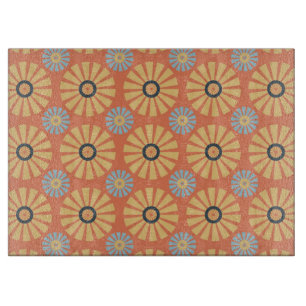 Retro Abstrat Blue och Orange Daisy Mönster