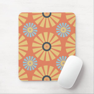 Retro Abstrat Blue och Orange Daisy Mönster Musmatta