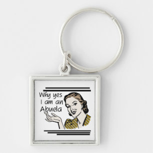 Retro Abuela Gifts Fyrkantig Silverfärgad Nyckelring