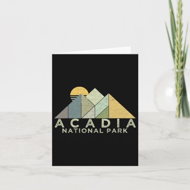 Retro Acadia National Park Distress Hiking Kort (Framsida)