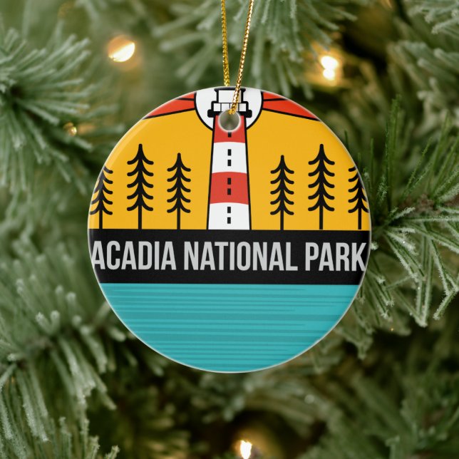 Retro Acadia nationalpark Maine Portland Souvenir Julgransprydnad Keramik (Träd)