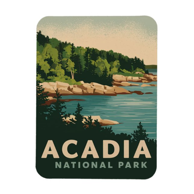 Retro Acadia nationalpark Pub Harbor Magnet (Vertikal)