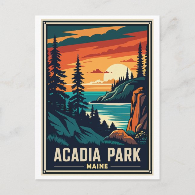 Retro Acadia nationalpark Vykort (Framsida)