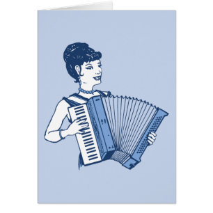 Retro Accordion Dam Hälsningskort