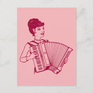 Retro Accordion Dam Vykort