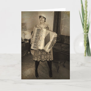 Retro Accordion Girl Kort